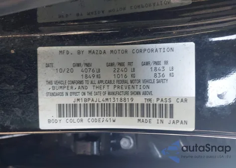 2021 Mazda Mazda3 2.5 S z USA, uszkodzony, nr VIN JM1BPAJL4M1318819